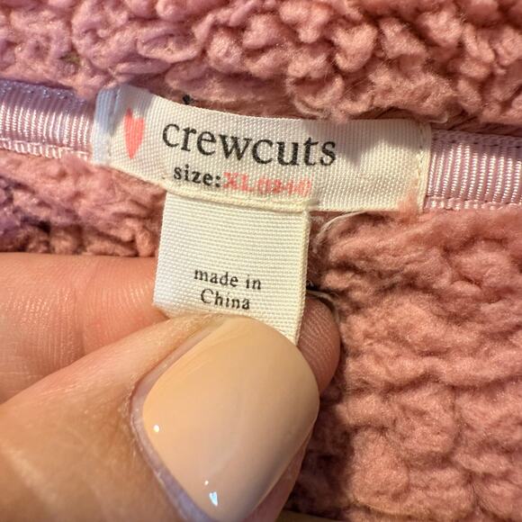 Crewcuts Pink Plush Fleece Sherpa Jacket Pullover Quarter Snap XL 12 14 - Picture 8 of 13
